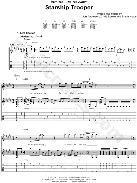 YES GUITAR TAB yes guitar tab: