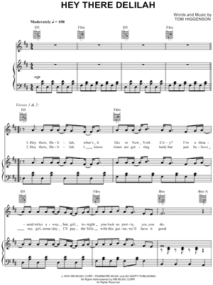 Hey There Delilah by Plain White T's - Sheet Music