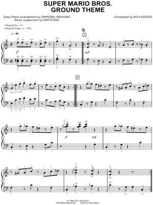 Super Mario Bros. Ground Theme from Super Mario Brothers - Sheet Music